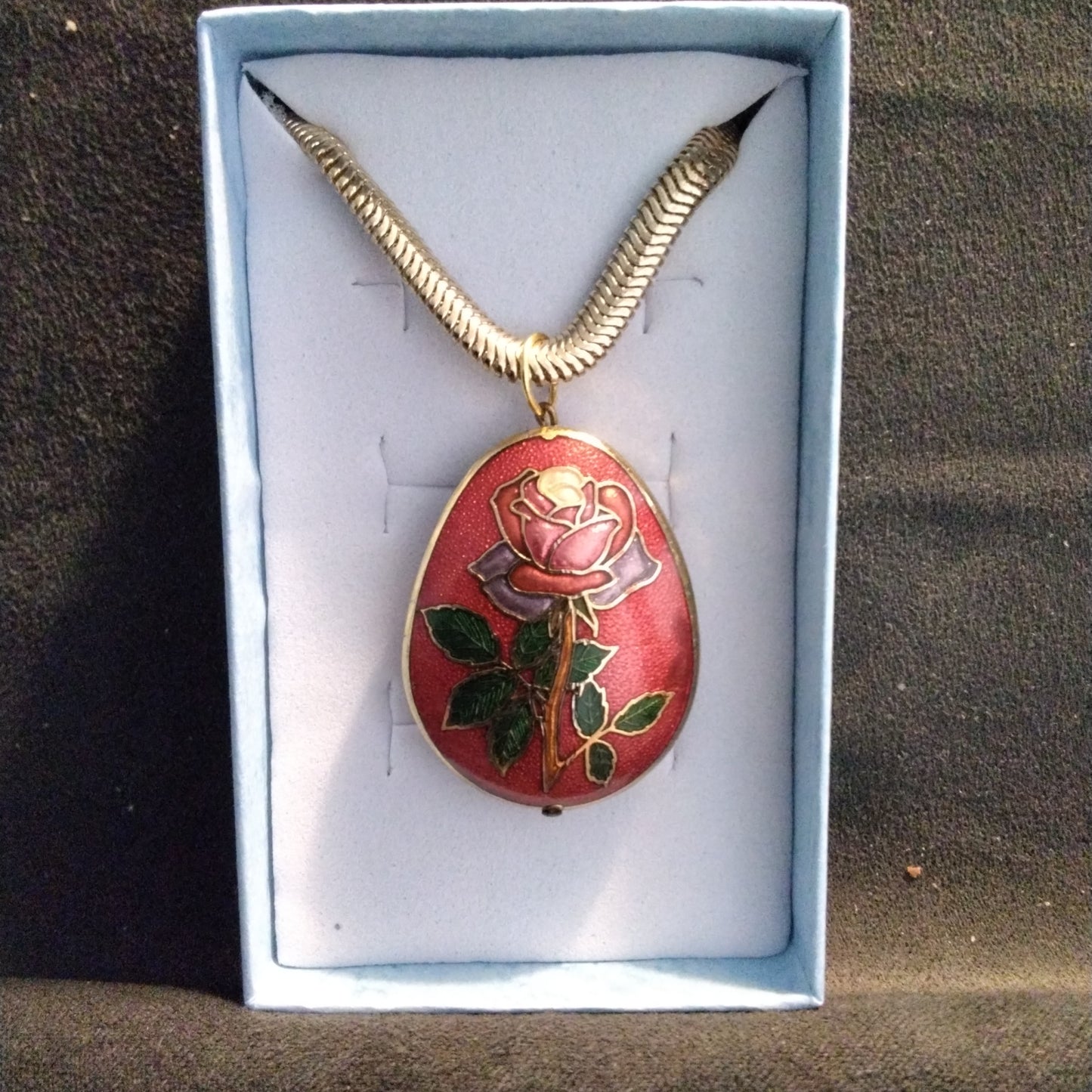 Vintage Cloisonne Pendant on Snake Chain