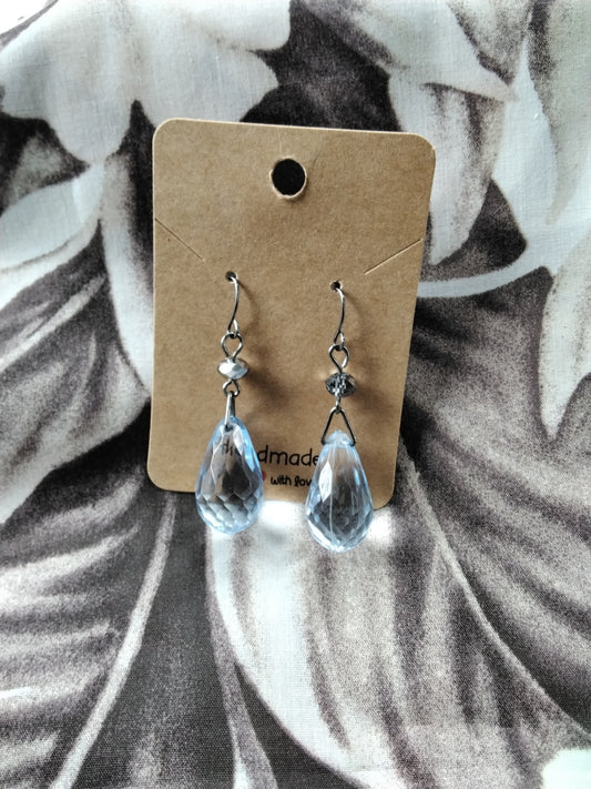 Iight blue crystal drop earrings