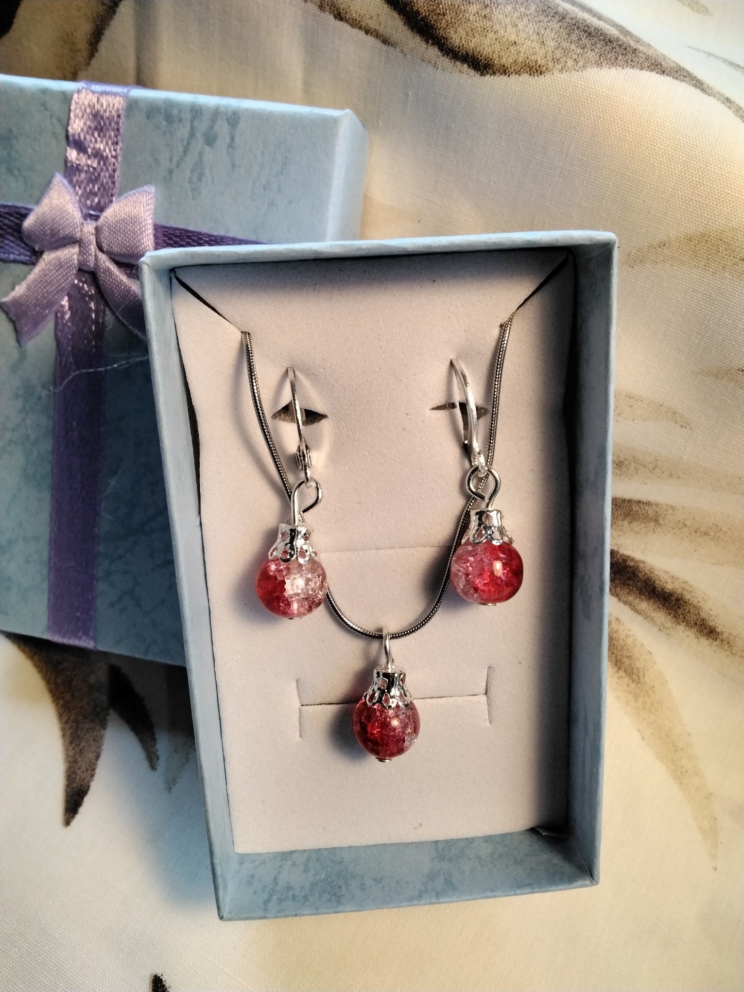 Necklace and Earring Set red