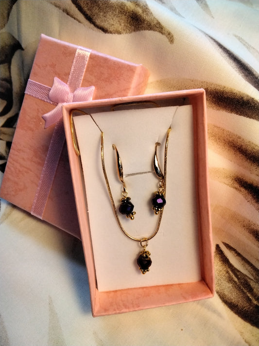 Necklace and Earring Set purple