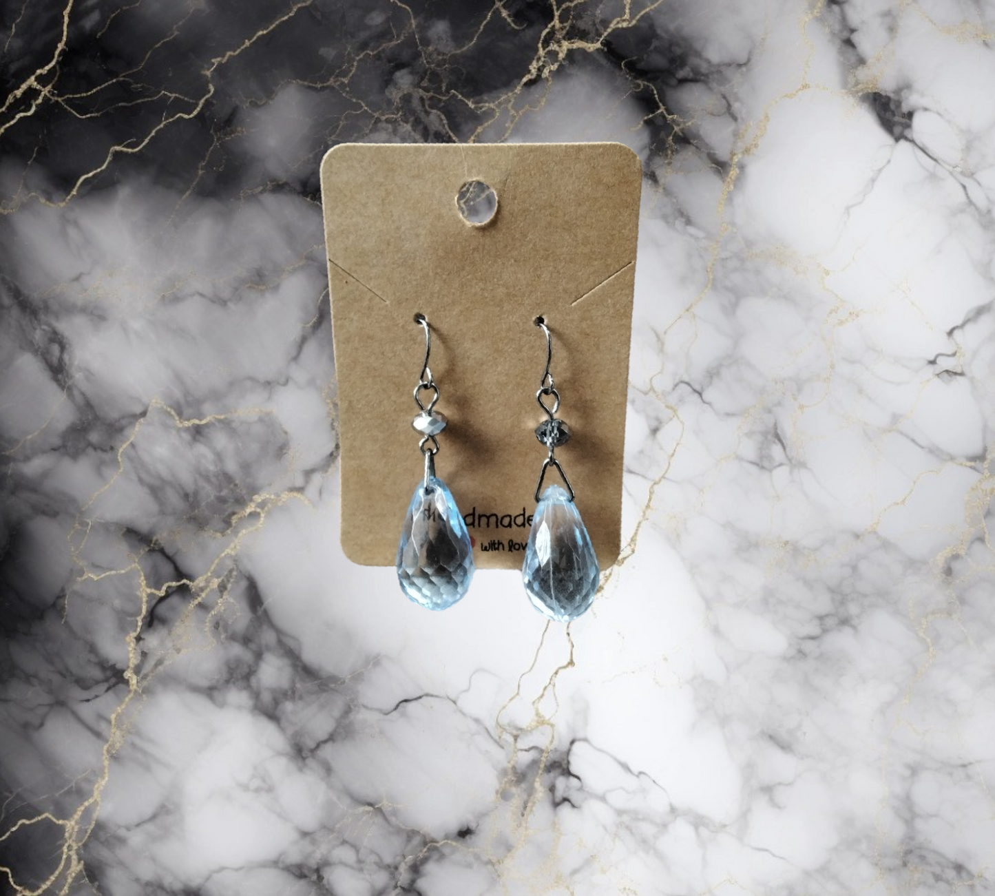 Earrings light blue med crystal