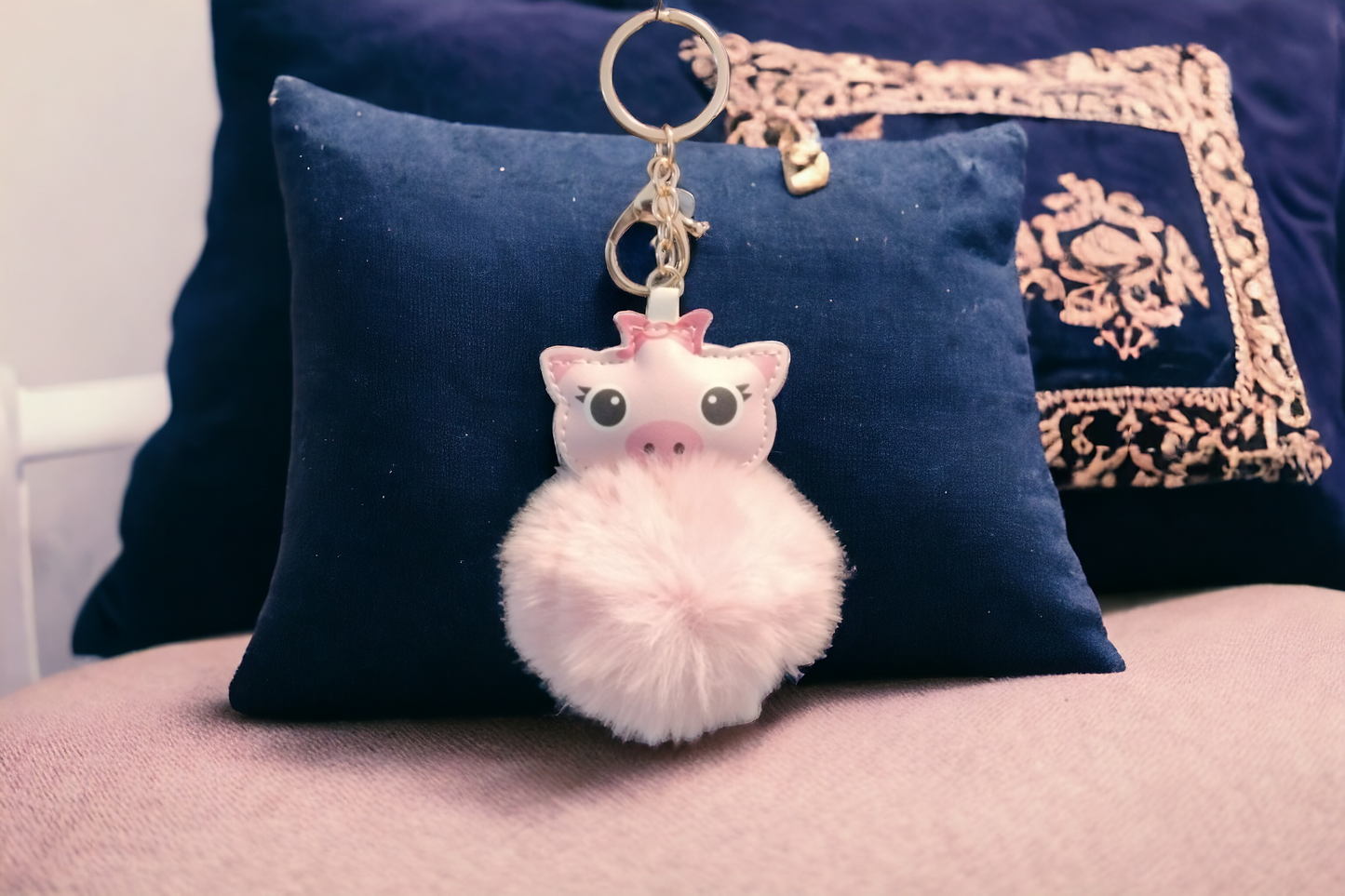 Pink pig key ring